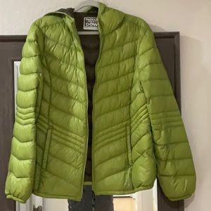 Xersion Women's S Packable Premium Down Green Puffer Jacket with Hood